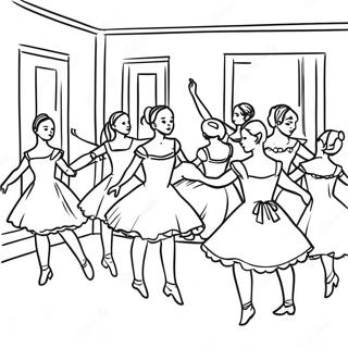 Pagina da colorare della famosa lezione di danza di Degas | pagina da colorare Degas
