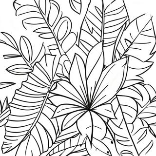 Pagina da Colorare con Foglie Tropicali | pagina da colorare Botanico