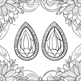 Pagina da Colorare di Orecchini di Diamante Scintillanti | pagina da colorare Orecchini