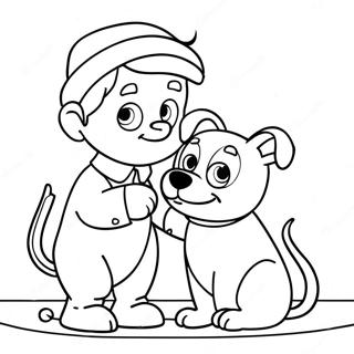Pagina da Colorare Oliver e Dodger che Giocano Insieme | pagina da colorare Oliver e Compagnia