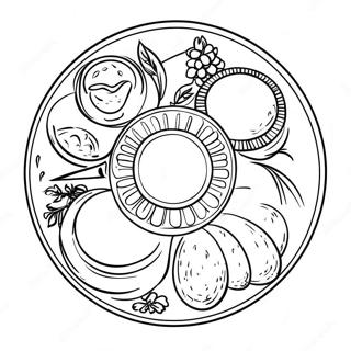 Pagina da Colorare del Piatto del Seder di Pesach | pagina da colorare Pesach
