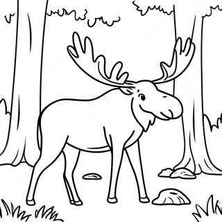 Pagina da Colorare dell'Alce Maestoso nel Bosco | pagina da colorare Alce