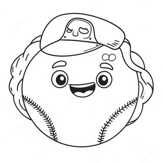 Pagina da Colorare di un Softball Carino con Sorriso | pagina da colorare Softball