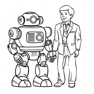 Pagina da Colorare Ron e il Suo Robot | pagina da colorare Ron's Gone Wrong