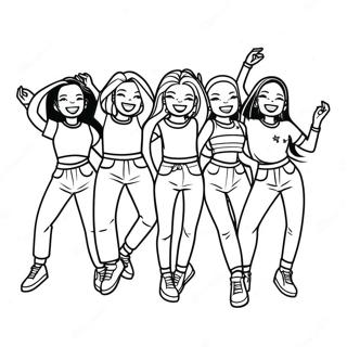 Membri di Itzy che Ballano Pagina da Colorare | pagina da colorare Itzy