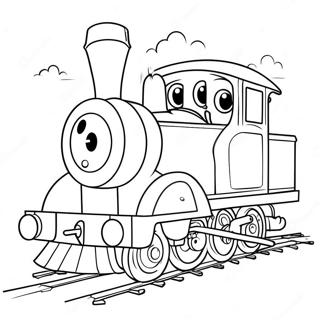 Pagina da Colorare di Henry il Treno Verde Allegro | pagina da colorare Thomas e Amici Henry