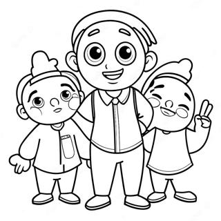 Pagina da colorare della famiglia Breadwinner allegra | pagina da colorare Breadwinners