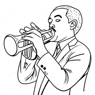 Pagina da Colorare Musicista di Jazz con Tromba | pagina da colorare Tromba