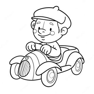Pagina da Colorare Noddy alla Guida della Sua Auto Colorata | pagina da colorare Noddy