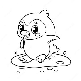Pagina da Colorare Carino Pinguino che Scivola sul Ghiaccio | pagina da colorare Antartide