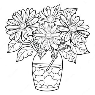 Pagina da Colorare Bellissimo Bouquet di Crisantemi | pagina da colorare Crisantemo