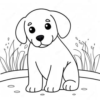 Pagina da Colorare di un Cucciolo di Labrador Giocoso | pagina da colorare Labrador