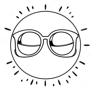 Pagina da Colorare Sole Luminoso con Occhiali da Sole | pagina da colorare Sicurezza Solare