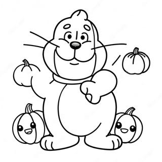 Pagina da Colorare di Garfield con una Zucca | pagina da colorare Garfield Ringraziamento