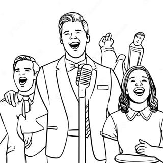 Pagina da colorare del gruppo di canto del cast di Glee | pagina da colorare Gioia