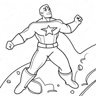 Pagina da colorare di Captain Man in azione | pagina da colorare Capitano Uomo