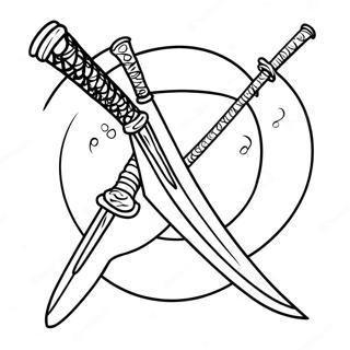 Pagina da colorare di una katana | pagina da colorare Katana