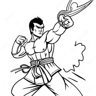 Pagina da colorare Kazuya Mishima in battaglia | pagina da colorare Tekken