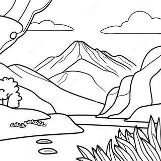 Pagina da colorare paesaggio della Nuova Zelanda | pagina da colorare Nuova Zelanda