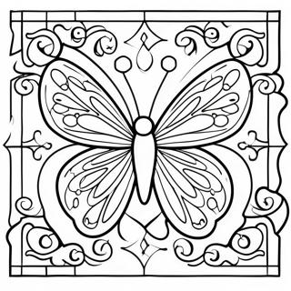 Pagina da Colorare Vetrata a Forma di Farfalla | pagina da colorare Farfalla Vetrata