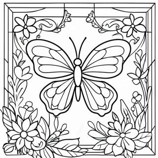 Pagina da Colorare Design Vetrata a Forma di Farfalla Colorata | pagina da colorare Farfalla Vetrata