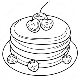 Pagina da Colorare di Pancake Soffici con Bacche | pagina da colorare Pancake