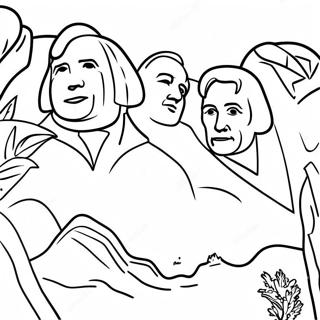 Pagina da Colorare dei Famosi Presidenti su Mount Rushmore | pagina da colorare Monte Rushmore