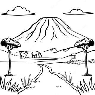 Pagina da Colorare del Maestoso Paesaggio Keniota | pagina da colorare Kenya