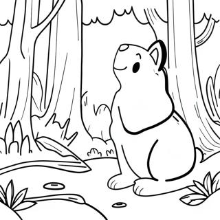 Pagina da Colorare della Scena del Bosco | pagina da colorare Legno