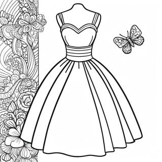 Pagina da Colorare Vestito Chic alla Moda | pagina da colorare Chic alla Moda