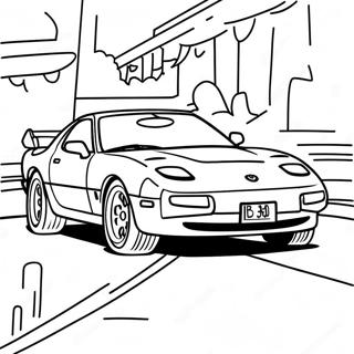 Pagina da Colorare della Mazda RX7 in Azione | pagina da colorare RX7