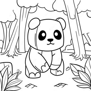 Carino Panda di Minecraft nel Bosco da Colorare | pagina da colorare Minecraft Panda