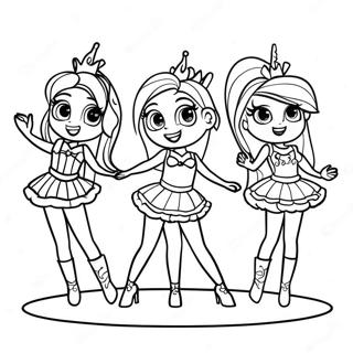 Pagina da colorare delle Dazzlings che si esibiscono sul palco | pagina da colorare Le Dazzlings
