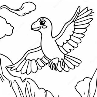 Pagina da colorare di rapaci colorati in volo | pagina da colorare Rapaci