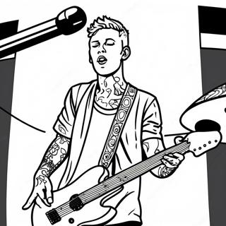 Pagina da Colorare MGK che Si Esibisce sul Palco | pagina da colorare MGK