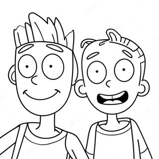 Pagina da Colorare di Ed Edd n Eddy con Faccine Buffe | pagina da colorare Ed Edd e Eddy