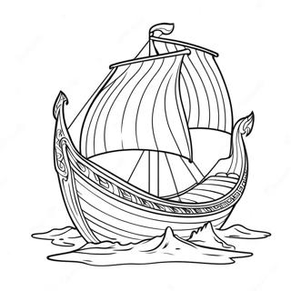 Pagina da Colorare di Nave Vichinga in Navigazione | pagina da colorare Vichingo