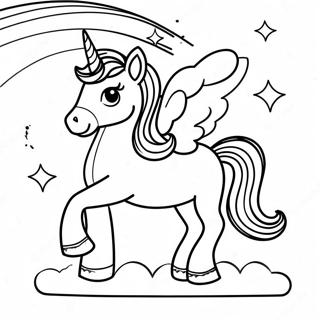 Pagina da Colorare Unicorno Scontroso con un Arcobaleno | pagina da colorare Scontroso