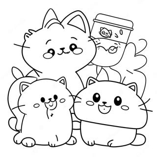 Pagina da Colorare Carino Chococat con Amici | pagina da colorare Chococat