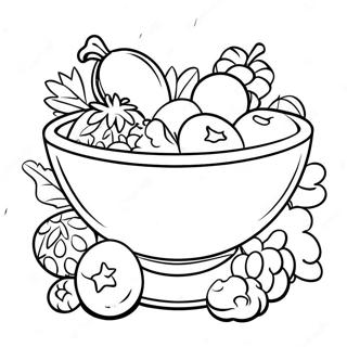 Pagina da Colorare Ciotola di Cereali con Frutta Colorata | pagina da colorare Cereali