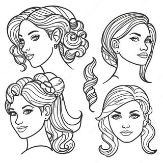 Pagina da Colorare Stili di Capelli Colorati | pagina da colorare Capelli