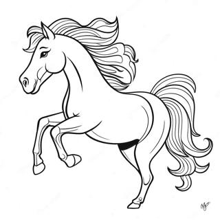 Pagina da Colorare di un Cavallo Maestoso che Galoppa | pagina da colorare Cavallo e Cane