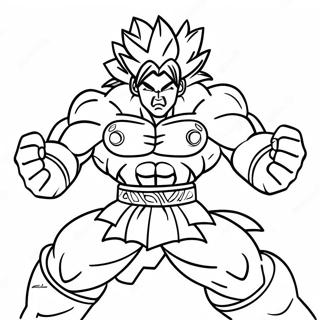 Pagina da Colorare di Broly in Posizione di Battaglia | pagina da colorare Broly