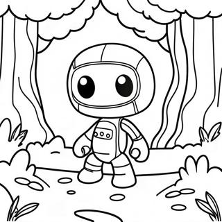 Pagina da Colorare Sackboy Avventuroso in una Foresta | pagina da colorare Sackboy