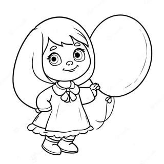 Pagina da Colorare Masha con Palloncini Colorati | pagina da colorare Masha e Orso