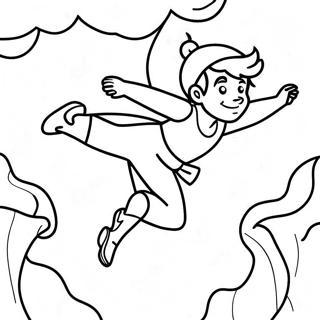 Pagina da Colorare di Peter Pan che Vola su Neverland | pagina da colorare Pietro
