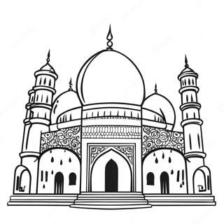 Pagina da Colorare della Bella Silhouette della Moschea | pagina da colorare Moschea