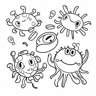 Pagina da colorare dei personaggi virus colorati | pagina da colorare Covid