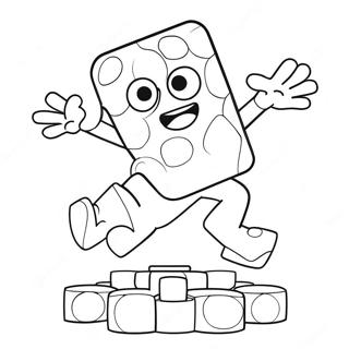 Pagina da Colorare Q*bert Colorato che Salta | pagina da colorare Q*bert
