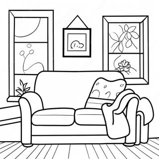 Pagina da Colorare Divano Accogliente | pagina da colorare Divano